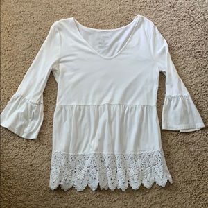 Tee with lace trim